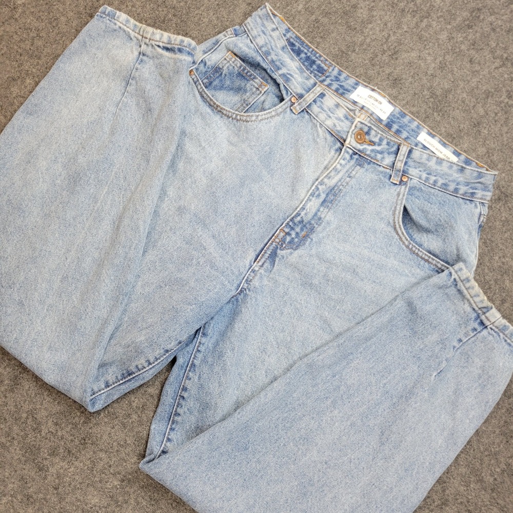 Cotton On Jeans Womens 8 Blue Denim Light Wash Loose Fit Slouch Mom Tapered Leg